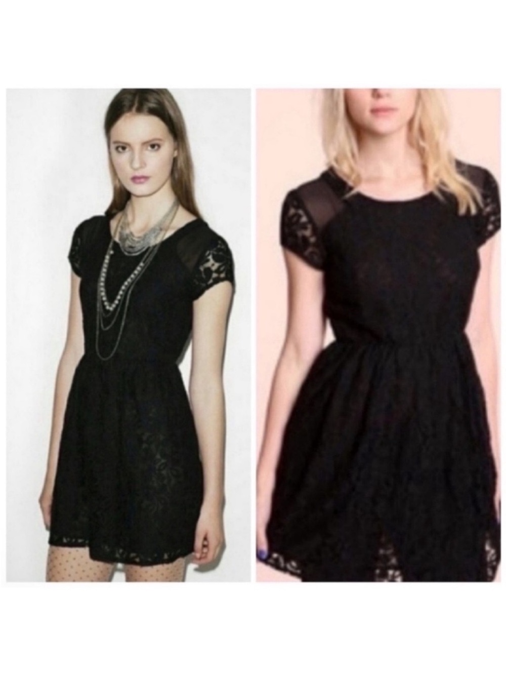 Urban Outfitters Coincidence & Chance Black Lace Chiffon Mini Short Dress Sz XS